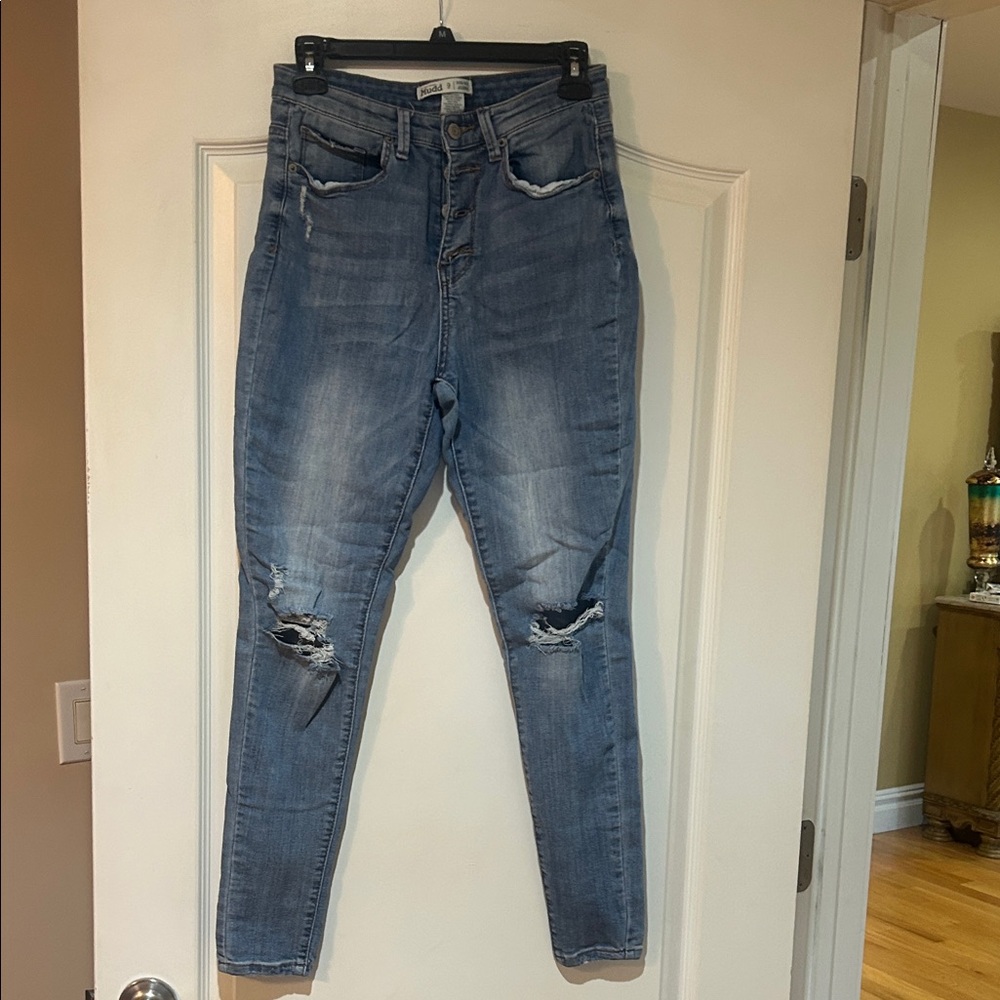 Distressed Blue Denim Jeans